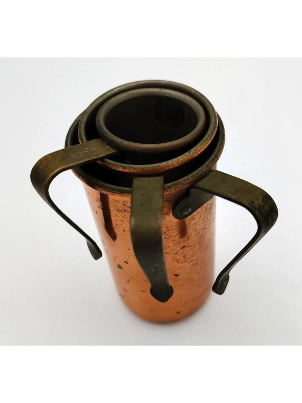 Measuring Cups Copper Tone Rustic Kitchen Vintage Utensil Set 3pc 1 1/2 1/4